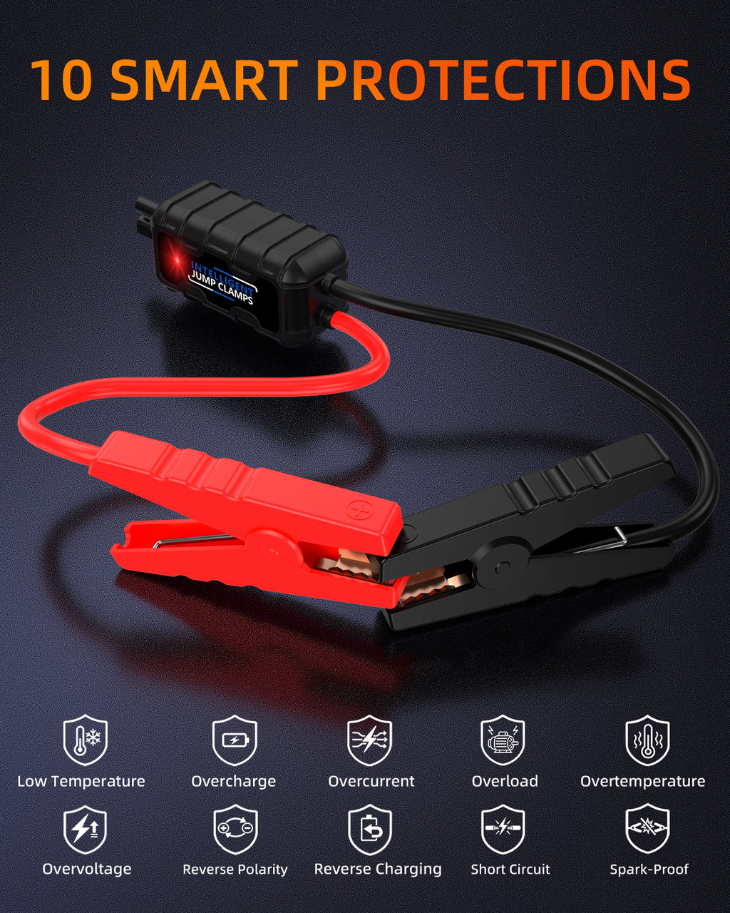 8000A Portable Car Battery Jump Starter with Air Compressor, 160 PSI | 12V Jump Box for All Gas/12L Diesel, Force Start, Auto Shut-Off Tire Inflator, 65W PD Fast Charging, 800-Lumen LED Flashlight